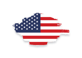 Grunge Brush Stroke with American Flag Colors – USA Patriotic Paint Texture Isolated on White Background

