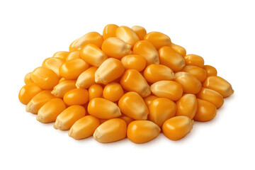 Fototapeta premium Golden corn kernels clustered tightly, reflecting sunlight against transparent surface