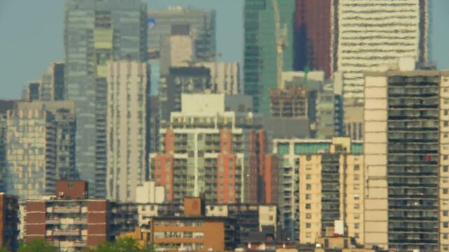 View of high temperatures and oppressive humidity in the air atmospheric movement at the city and building background in North America. New record highs temperatures at torrid summer.