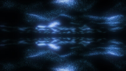 Blue color digital particles waves flow cyberspace abstract motion technology background concept. © vannet
