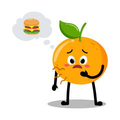 Cute Hand Drawn Hungry orange Want a Burger