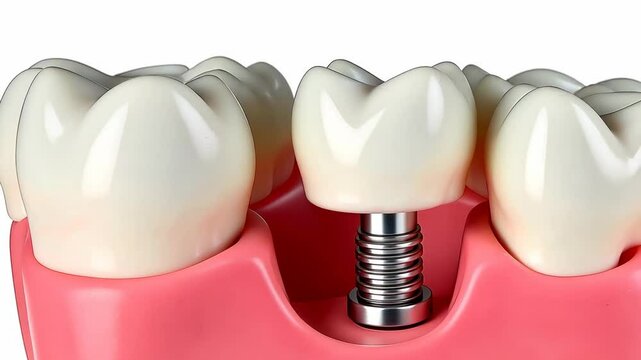 Crown dental, implant procedure, tooth restoration. Dental health. Implants offer strong jaw support. Enamel recovery promotes chewing function. Gum health ensures tooth stability.