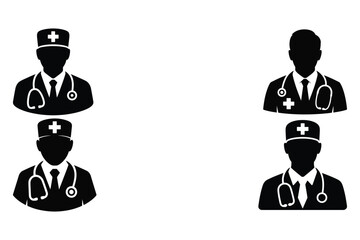 Silhouette doctors in various poses