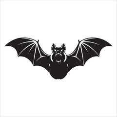 bat silhouette vector on white background. Halloween bat icon 