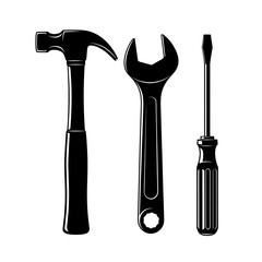 set of tools on white background