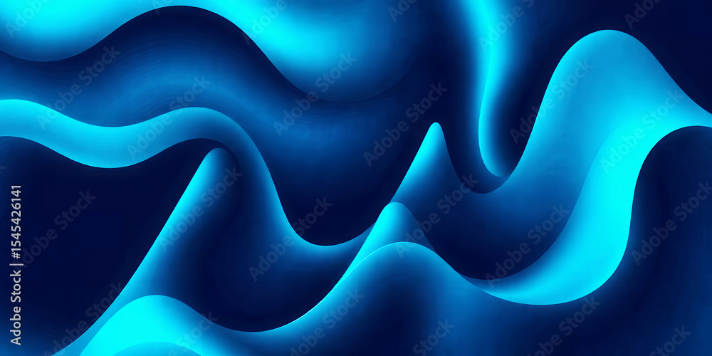 Poster abstract blue waves with light and shadow creating a dynamic and flowing composition design