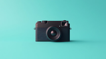 Sleek, minimalist camera in a studio setting, perfect for capturing memories with its classic design. Photography meets modern style!