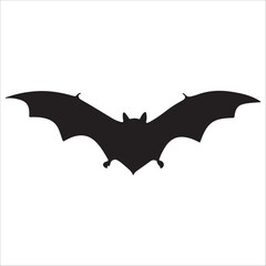 bat silhouette vector on white background. Halloween bat icon 
