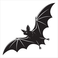 bat silhouette vector on white background. Halloween bat icon 