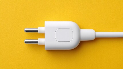 White electrical plug on yellow background