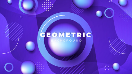 Futuristic Abstract Geometric Liquid Gradient Background with 3D Shapes and Fluid Blobs in Vibrant Purple, Blue, and Pink Tones for Modern Design Projects