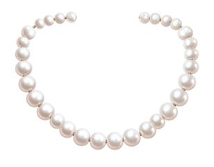 Realistic pearl necklace, transparent background
