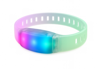 Light up bracelet glowing with multiple colors on transparent background