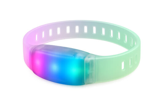 Light up bracelet glowing with multiple colors on transparent background