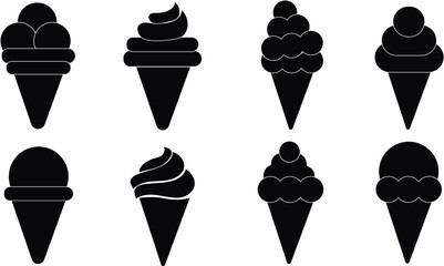 set of ice cream, collection of ice cream, ice cream logos, ice cream icons, ice cream silhouette
