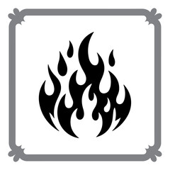 Fire sign vector illustration with burning flame symbols on white background