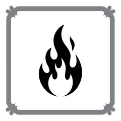 Vector fire icon set with burning flame signs and warning symbols