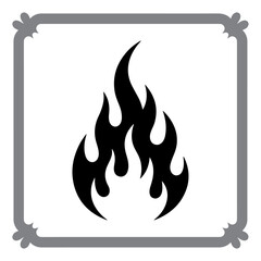 Vector fire icon set with burning flame signs and warning symbols