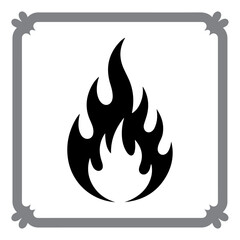 Vector fire icon set with burning flame signs and warning symbols