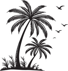 Fototapeta premium Single tree silhouette vector graphic isolated on transparent background