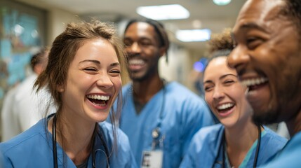 Fototapeta premium Happy Healthcare Heroes: Celebrating the Heart and Humor of Medical Professionals