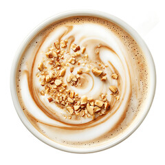 Top View of a Cappuccino with Whipped Cream and Chopped Nuts