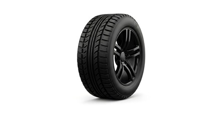 Car Tire on White Background Automotive Component