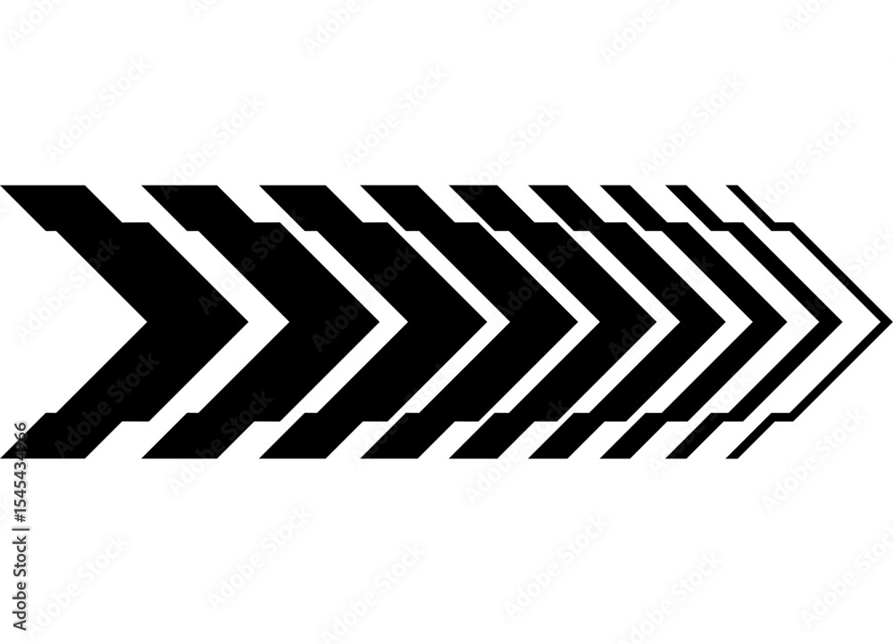 Poster black striped arrow on a white background. speed ​​pattern. sport design element. vector background 