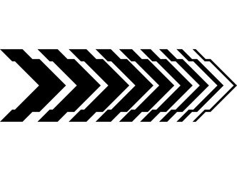 Black striped arrow on a white background. Speed ​​pattern. Sport design element. Vector background from lines with place for text. Direction indicator