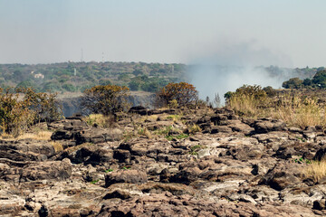 Dried up Section of The Victoria Falls in July 2024, in Livingstone, Zambia