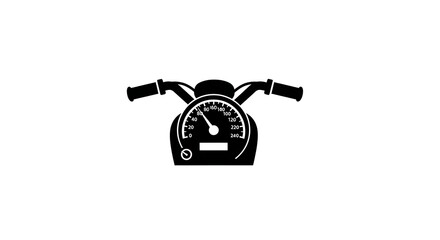 Motorcycle Handlebar and Speedometer Illustration in Black and White