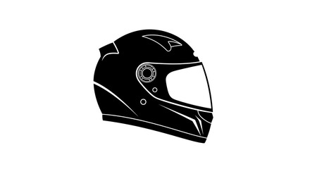 Fototapeta premium Motorcycle Helmet Illustration in Black and White, Safety Gear