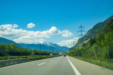 Caslano- Switzerland- 2 May 2025: Mountain road scenery on beautiful nature trip