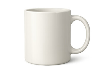 White ceramic mug positioned on clear surface, highlighting clean design and versatile mockup potential for graphic presentation