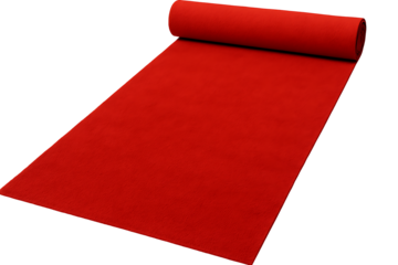 Rolled out red carpet isolated on transparent background