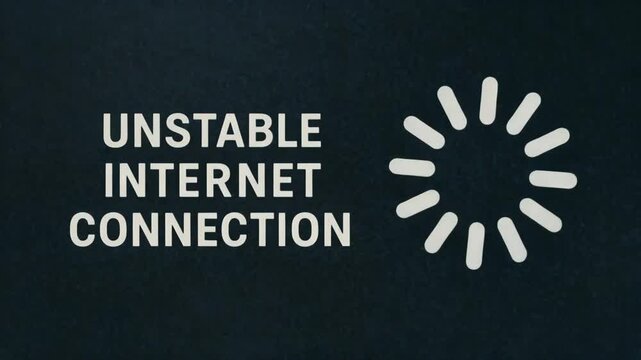 Illustration of an unstable internet connection symbol with a loading icon against a dark background, symbolizing connectivity issues and digital challenges.
