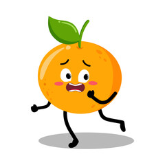 Cute Hand Drawn orange Running Away Terrified