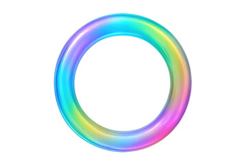 Iridescent holographic ring displaying vivid spectrum colors, representing cutting-edge digital design aesthetic and contemporary graphic styling
