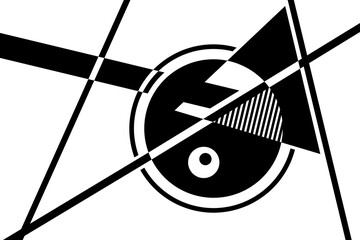 Abstract black and white simple composition. Geometric design background.