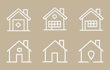 House icons set. Home icon collection. Real estate. Flat style houses symbols for apps and websites on whitr background - stock vector.