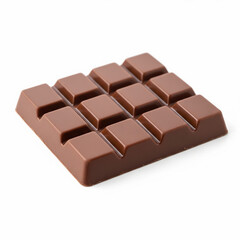 Milk Chocolate Bar with Distinct Square Segments on White Background