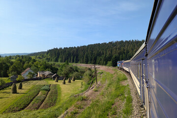 view from a train carriage of a beautiful mountain landscape