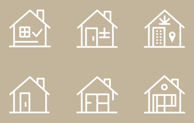 Fototapeta premium Houses icons set, Real estate, Line icon, EPS10