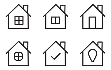 Houses icons set, Real estate, Line icon, EPS10
