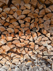 Cross-section background of a large number of firewood piles
