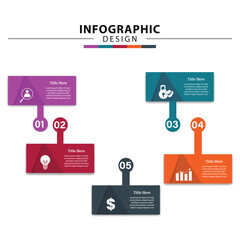 business infographic template, with 5 step timeline. vertical layout, speech bubbles, clean white background. ideal for process diagrams, marketing, reports, and social media posts.