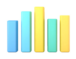 3D Bar Graph of Growth and Data Trends in Pastel Colors on White