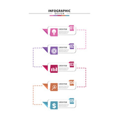 modern 5 step infographic template, with icons and dashed connector lines. vertical business layout for timeline, workflow, process diagram, reports, presentations, and data visualization.
