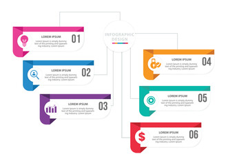 modern minimalist infographic, with 6 clean steps and icons. ideal for process diagram, presentation, workflow, mindmap, flow chart, banner, and business or tech data visualization.