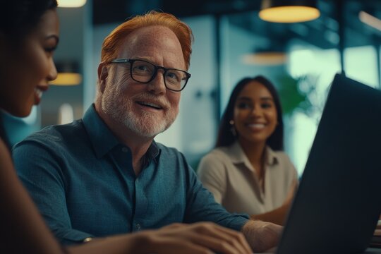 A diverse team shines in a modern workspace as they work collaboratively on an exciting project, exemplifying teamwork and creativity.